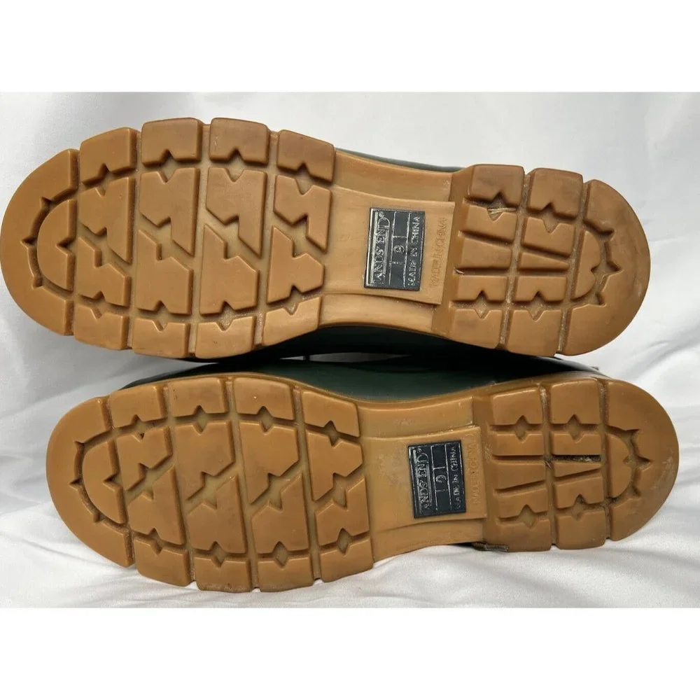 Lands End Mens 7 Womens 9‎ Boots Tan Green Duck Thinsulate Waterproof EUC